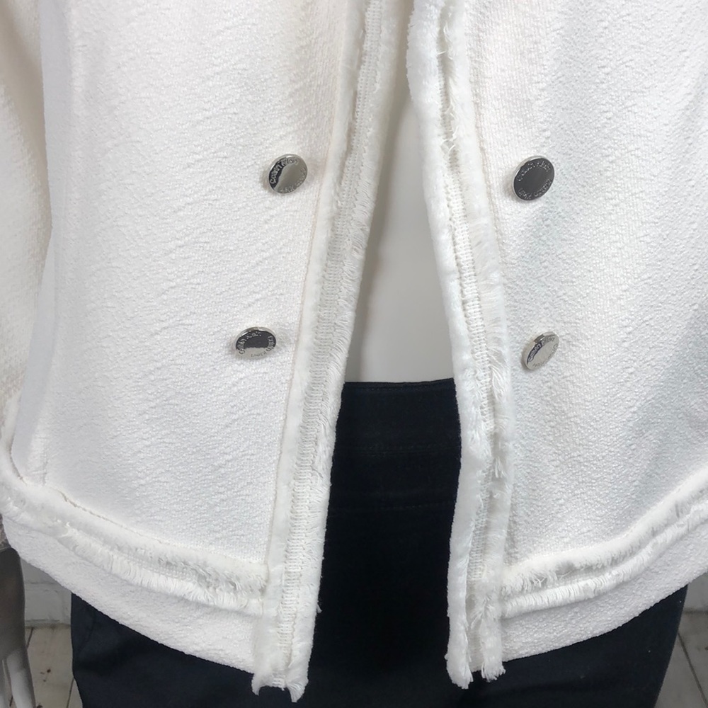 0X 2X Calvin Klein White Textured Knit Jacket Plus - Picture 6 of 7